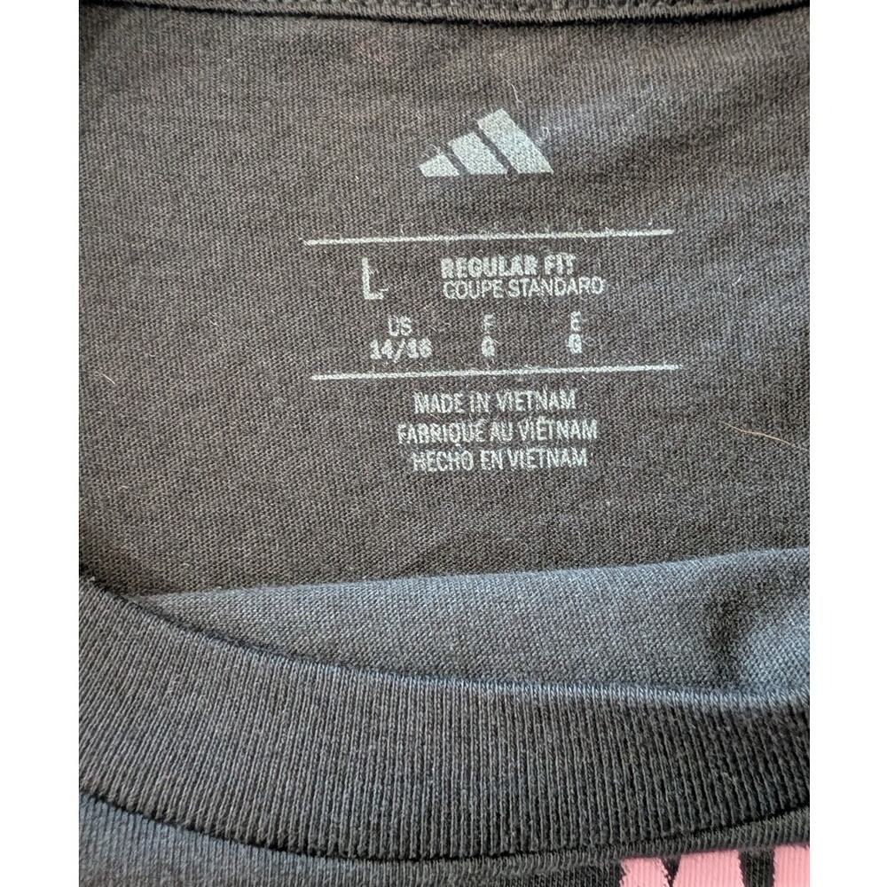 Adidas NEW Soccer Graphic Tee Boys Large Black Pink Athletic T-Shirt - Picture 3 of 7